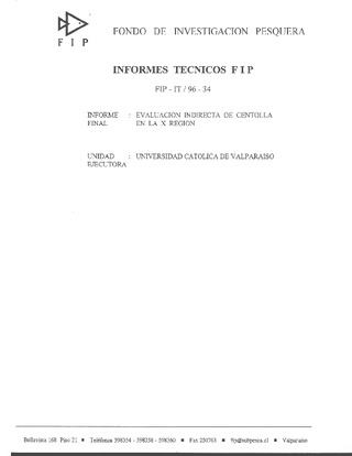 Informe Final : EVALUACION INDIRECTA DE CENTOLLA EN LA X REGION