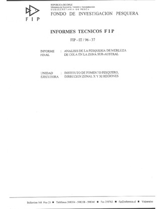 Informe Final : ANALISIS DE LA PESQUERIA DE MERLUZA DE COLA EN LA ZONA SUR-AUSTRAL