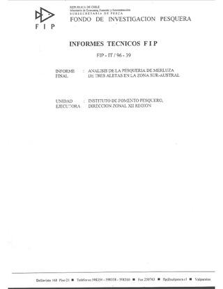 Informe Final : ANALISIS DE LA PESQUERIA DE MERLUZA DE 3 ALETAS EN LA ZONA SUR-AUSTRAL