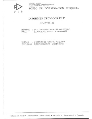 Informe Final : EVALUACION DEL STOCK DESOVANTE DE LA ANCHOVETA EN LA I Y II REGION