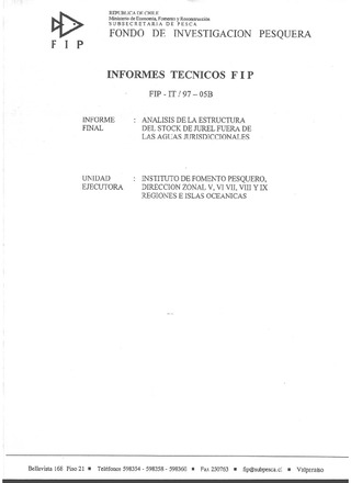 Informe final: Análisis de la estructura del stock de jurel fuera de las aguas jurisdiccionales