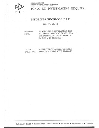 Informe Final : ANALISIS DEL ESFUERZO PESQUERO ARTESANAL APLICADO EN MERLUZA DEL SUR EN AGUAS INTERIORES DE LA X, XI Y XII REGIONES