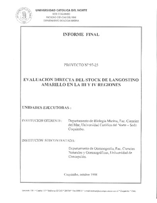 Informe Final : EVALUACION DIRECTA DEL STOCK DE LANGOSTINO AMARILLO EN LA III Y IV REGIONES