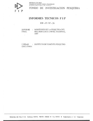 Informe Final : MONITOREO DE LA PESQUERIA DEL RECURSO LOCO A NIVEL NACIONAL, 1997