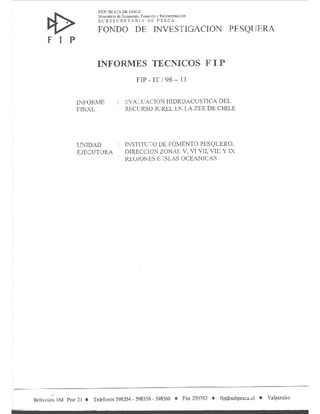 Informe Final : EVALUACION HIDROACUSTICA DEL RECURSO JUREL EN LA ZEE DE CHILE