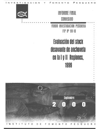 Informe Final : EVALUACIÓN DEL STOCK DESOVANTE DE ANCHOVETA EN LA I Y II REGIONES, 1999