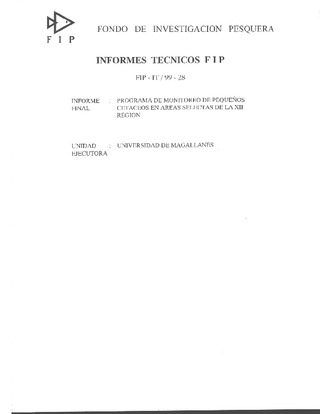 Informe Final : PROGRAMA DE MONITOREO DE PEQUEÑOS CETÁCEOS EN ÁREAS SELECTAS DE LA XII REGIÓN