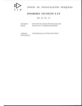 Informe Final : ESTUDIO DE ÁREAS POTENCIALES DE RESERVAS Y PARQUES MARINOS ENTRE LA VIII Y X REGIONES