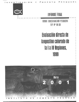 Informe Final : EVALUACION DIRECTA DE LANGOSTINO COLORADO DE LA I A IV REGIONES, 1999