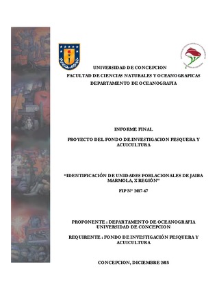 Informe Final : Identificación de unidades poblacionales de Jaiba Marmola, X Región