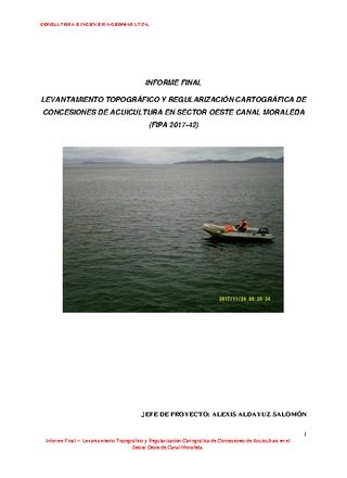 Informe Final : Levantamiento topográfico y regularización cartográfica de concesiones de acuicultura en sector oeste de de Canal Moraleda