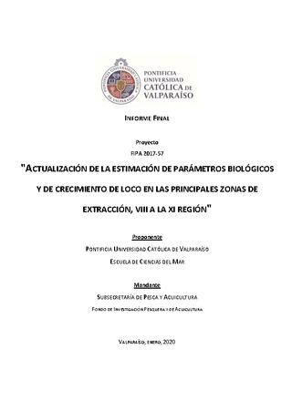 Informe Final : Actualización de la estimación de parámetros biológicos y de crecimiento de loco en las principales zonas de extracción, VIII a la XI Región