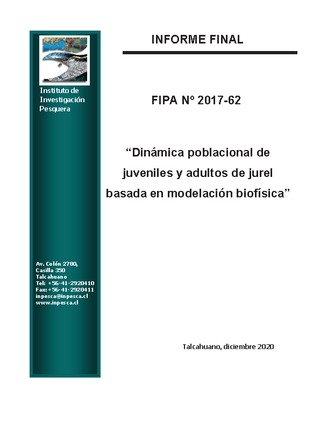 Informe Final : Dinámica poblacional de juveniles y adultos de jurel basada en modelación biofísica