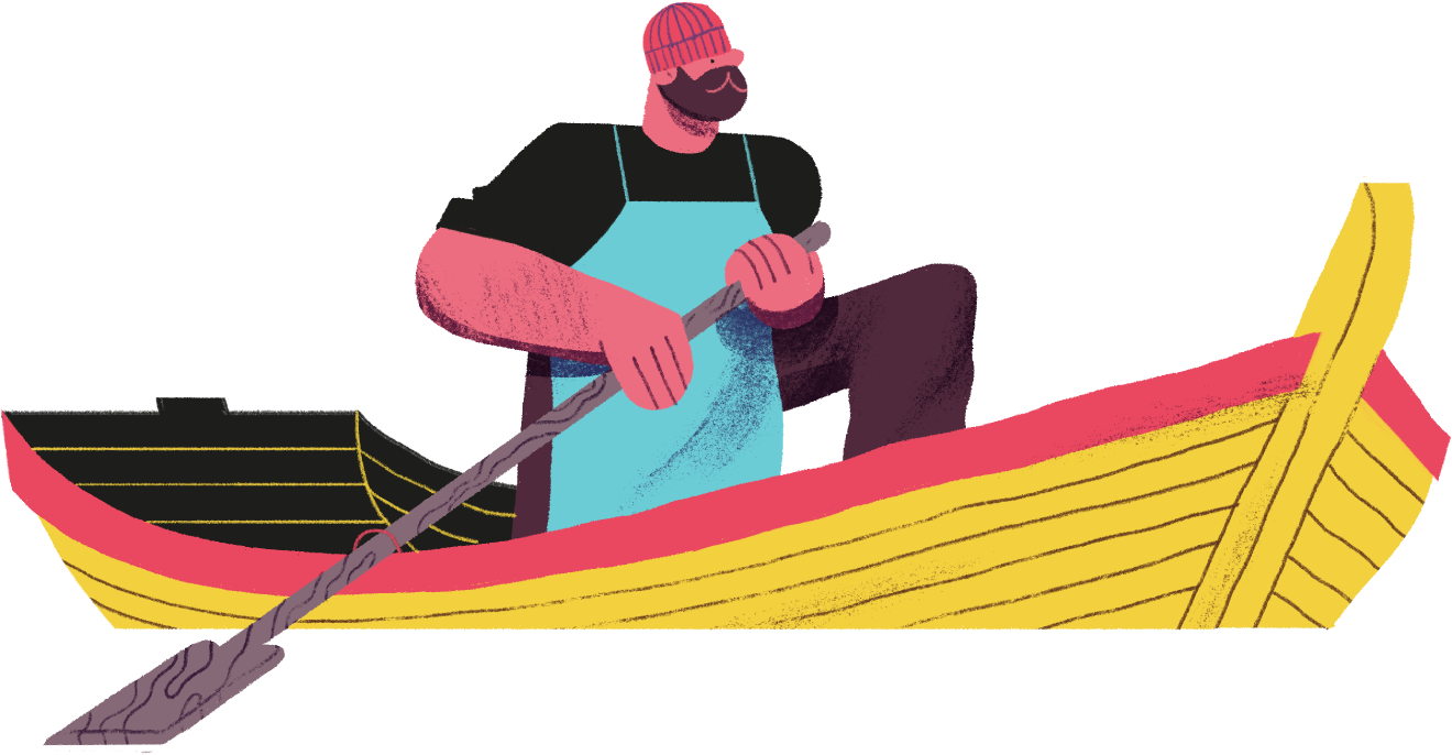 imagen de barco con pescador