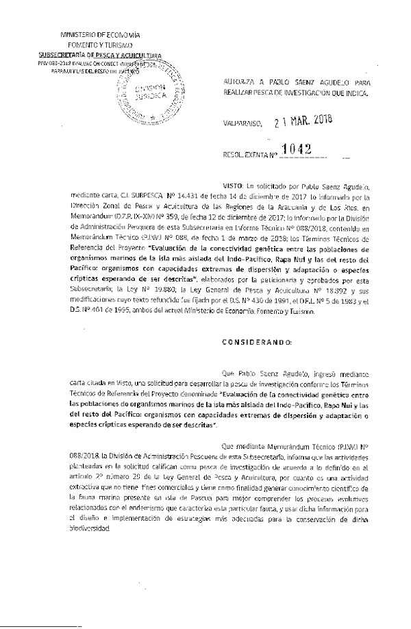 Res. Ex. N° 1042-2018 Evaluación de la conectividad genética.