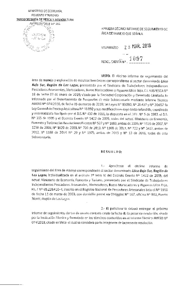 Res. Ex. N° 1097-2018 10° Seguimiento.