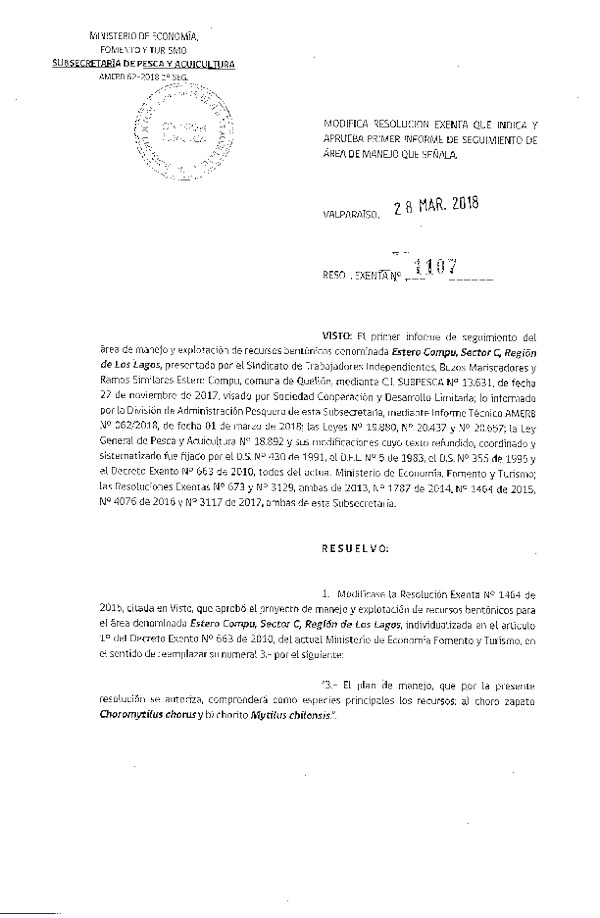 Res. Ex. N° 1107-2018 1° Seguimiento.
