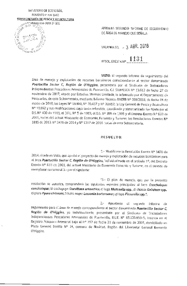 Res. Ex. N° 1131-2018 2° Seguimiento.