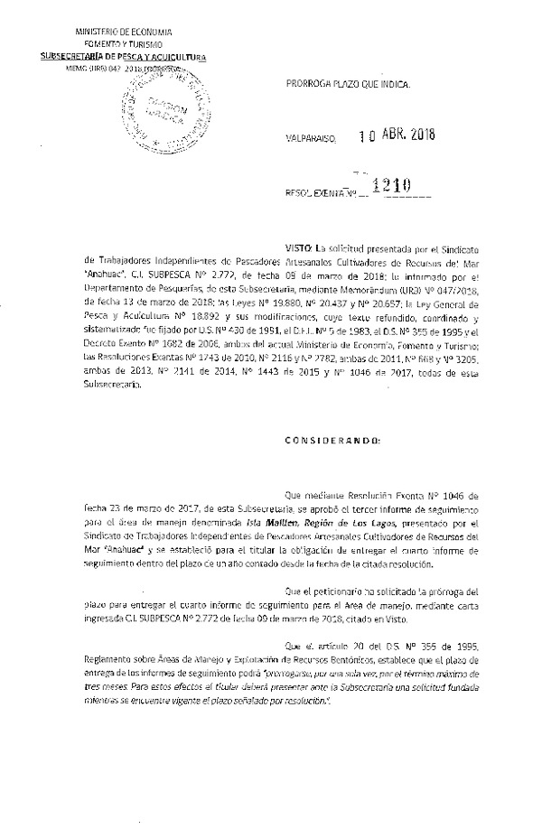 Res. Ex. N° 1210-2018 Prorroga 4° Seguimiento.