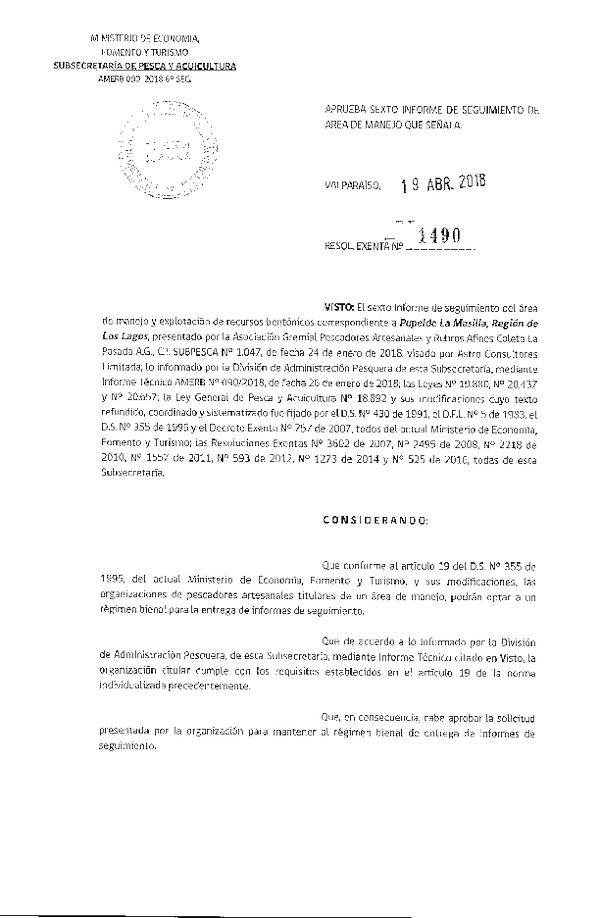 Res. Ex. Nº 1490-2018 6° Seguimiento.