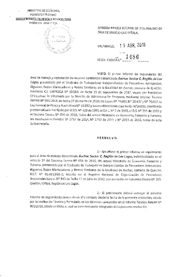 Res. Ex. Nº 1486-2018 1° Seguimiento.