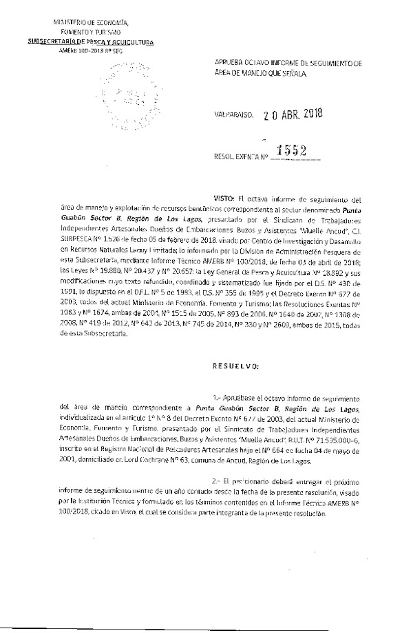 Res. Ex. N° 1552-2018 8° Seguimiento.