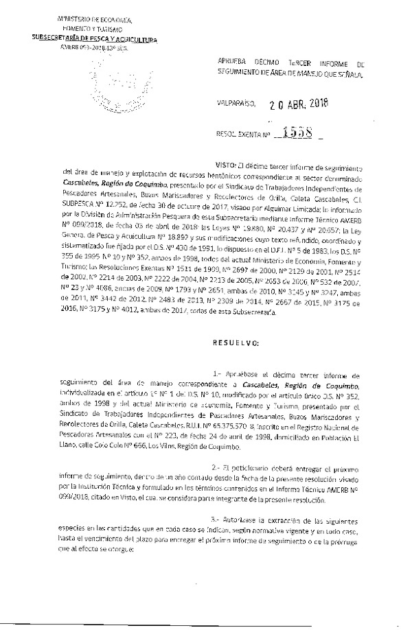 Res. Ex. N° 1558-2018 13° Seguimiento.