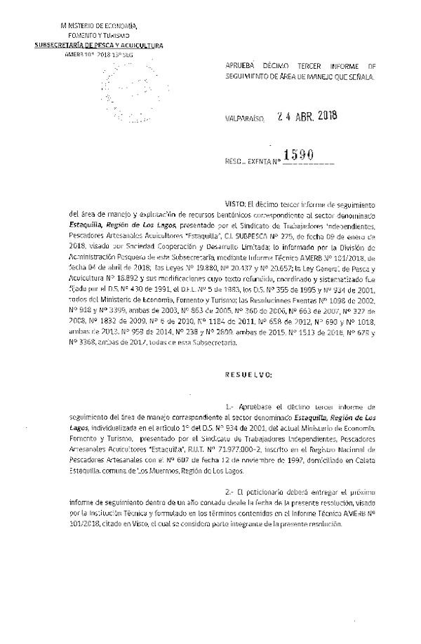 Res. Ex. N° 1590-2017 13° Seguimiento.