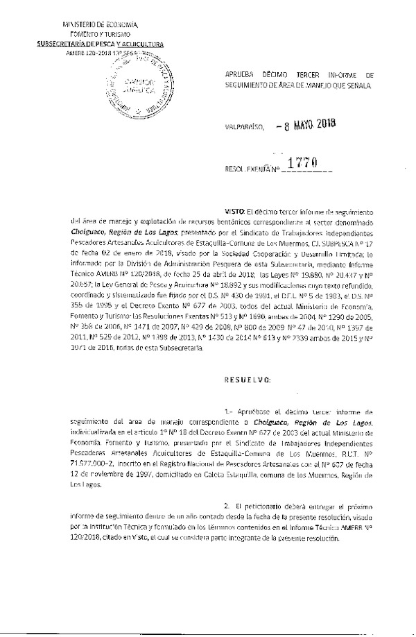 Res. Ex. N° 1770-2018 13° Seguimiento.