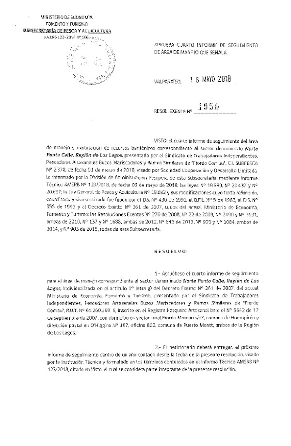 Res. Ex. N° 1950-2018 4° Seguimiento.