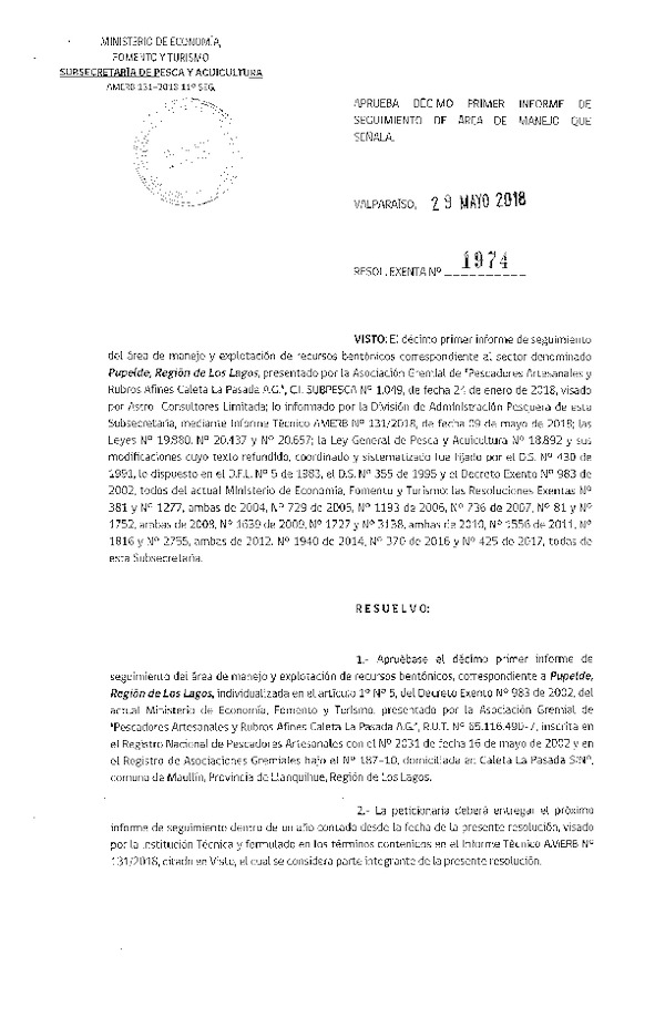 Res. Ex. N° 1974-2018 11° Seguimiento.