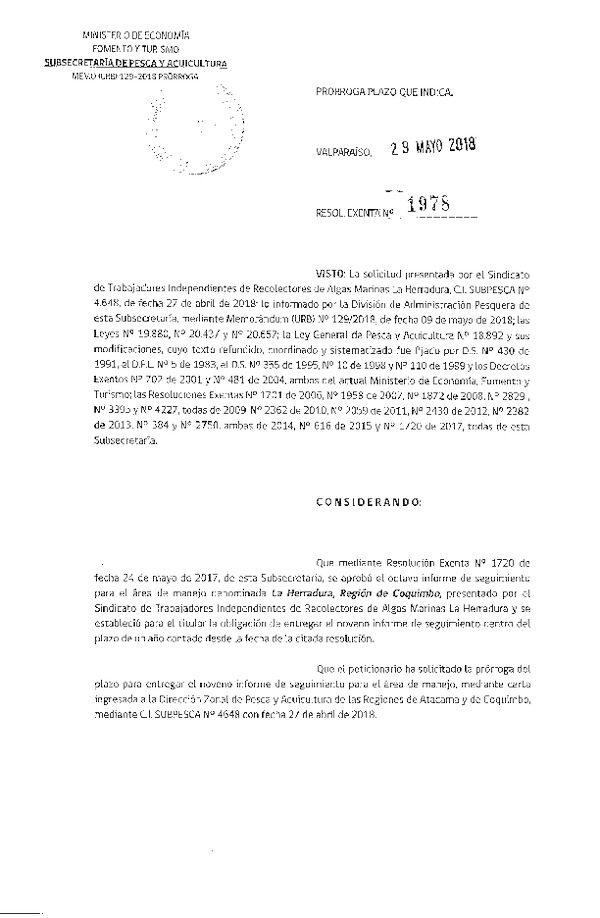 Res. Ex. N° 1978-2018 Prorroga 9° Seguimiento.