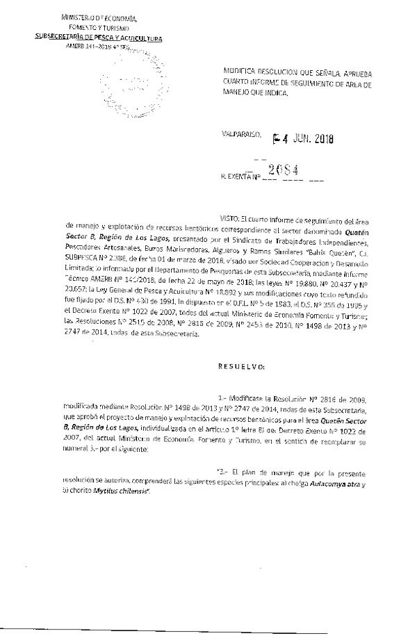 Res. Ex. N° 2084-2018 4° Seguimiento.
