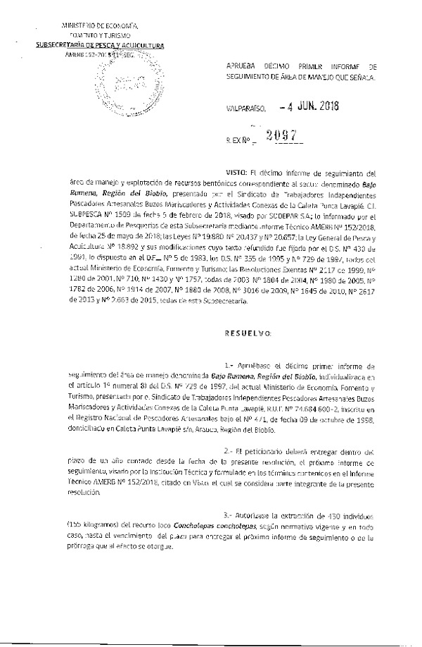 Res. Ex. N° 2097-2018 11° Seguimiento.