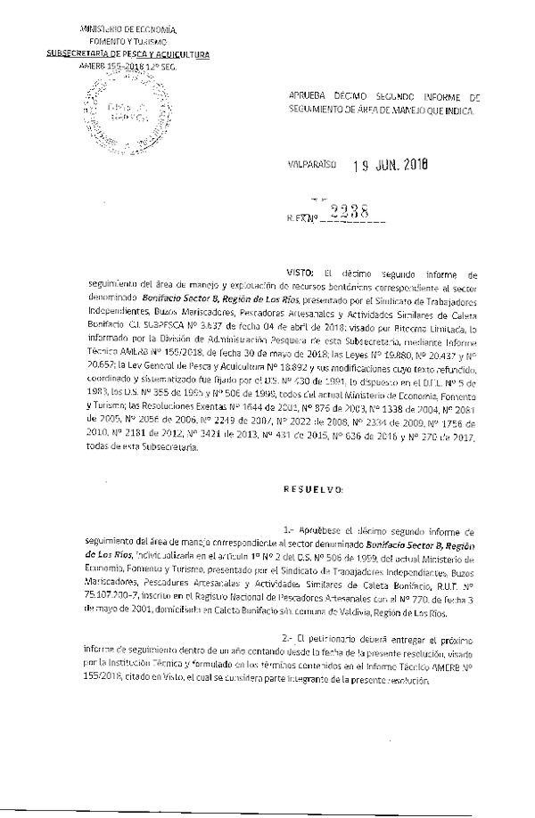 Res. Ex. N° 2238-2018 12° Seguimiento.
