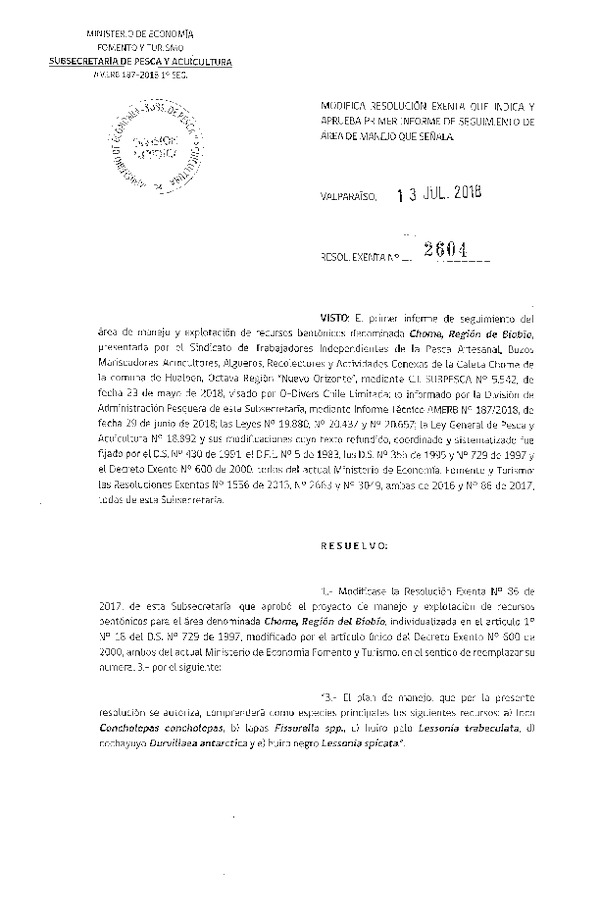 Res. Ex. N° 2604-2018 1° Seguimiento.