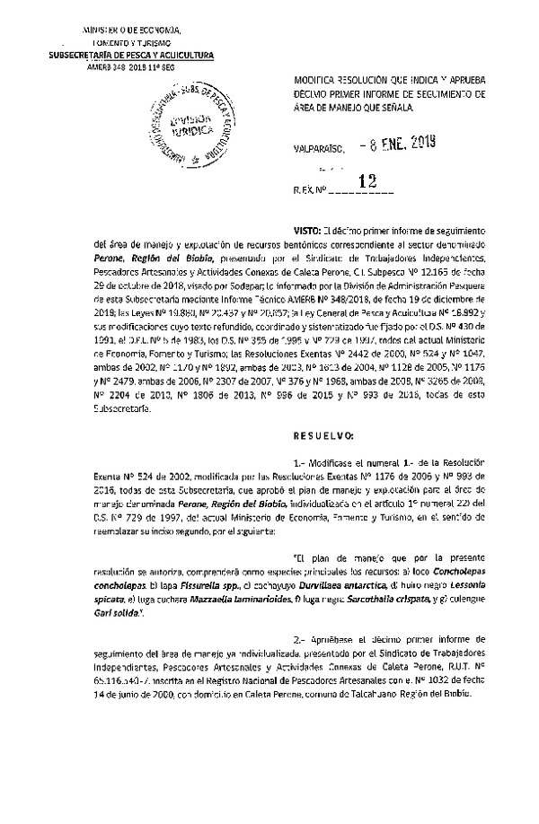 Res. Ex. N° 12-2019 11° Seguimiento.