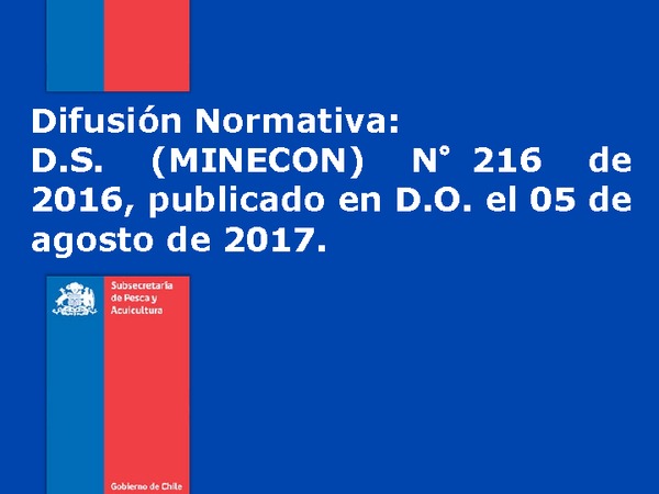 D.S. (MINECON) N° 216 de 2016