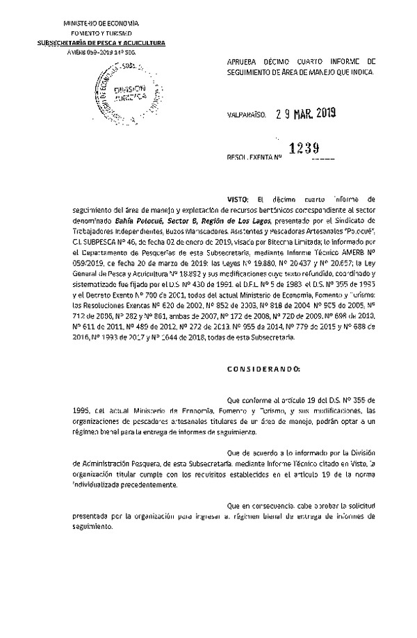 Res. Ex. N° 1239-2019 14° Seguimiento.