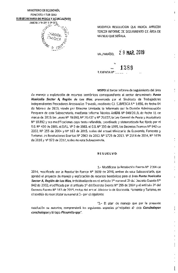 Res. Ex. N° 1289-2019 3° Seguimiento.