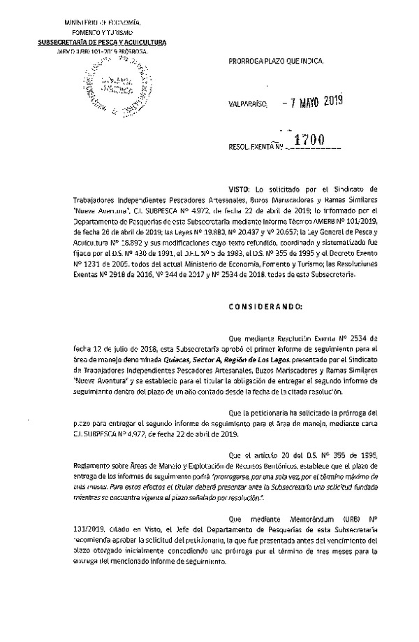 Res. Ex. N° 1700-2019 Prorroga 2° Seguimiento.