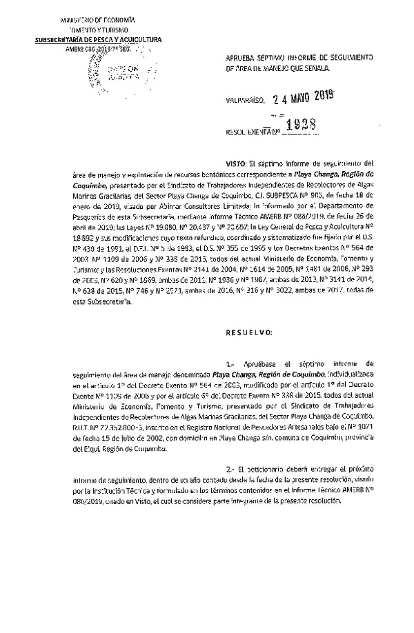 Res. Ex. N° 1928-2019 7° Seguimiento.