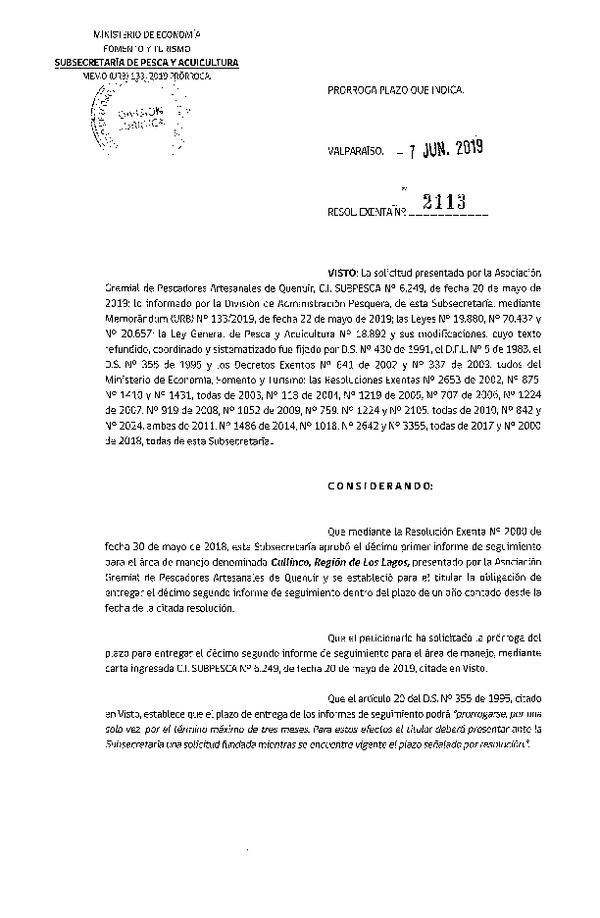 Res. Ex. N° 2113-2019 Prorroga 12° Seguimiento.