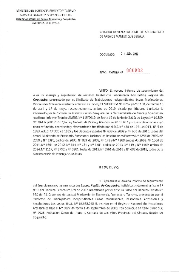 Res. Ex. N° 02-2019 (DZP Atacama y Coquimbo) 9° Seguimiento.