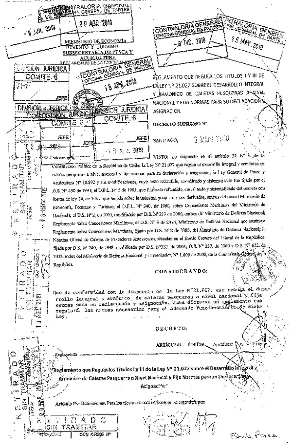 D.S. N° 98-2018 Reglamento que Regula los Títulos I y III de la Ley N° 21.027 Sobre el Desarrollo Integral y Armónico de Caletas Pesqueras a Nivel Nacional y Fija Normas para su Declaración y Asignación. (Publicado en Página Web 28-06-2019) (F.D.O. 28-06-2019)