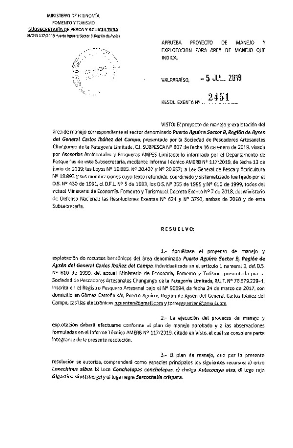 Res. Ex. N° 2451-2019 Plan de Manejo.