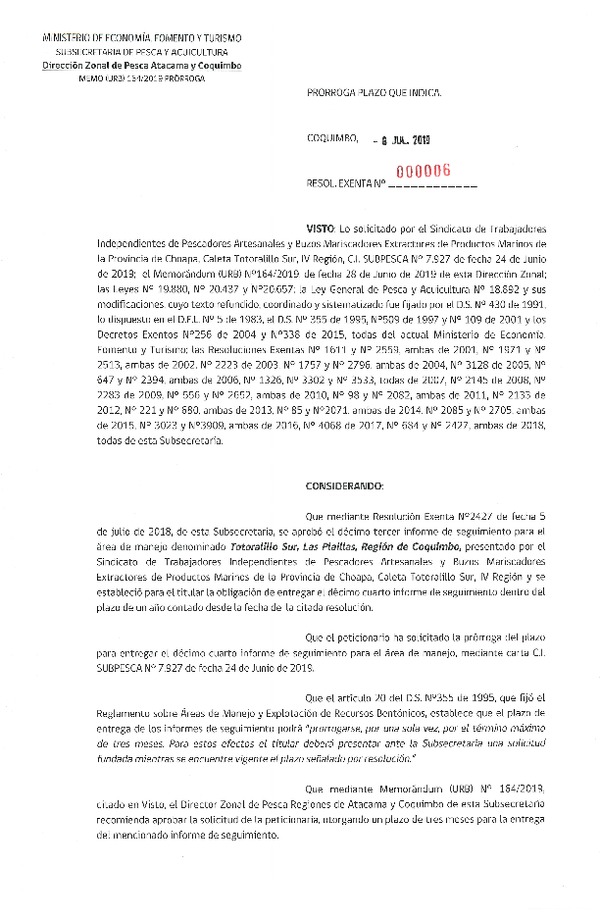 Res. Ex. N° 06-2019 Prorroga 14° Seguimiento.