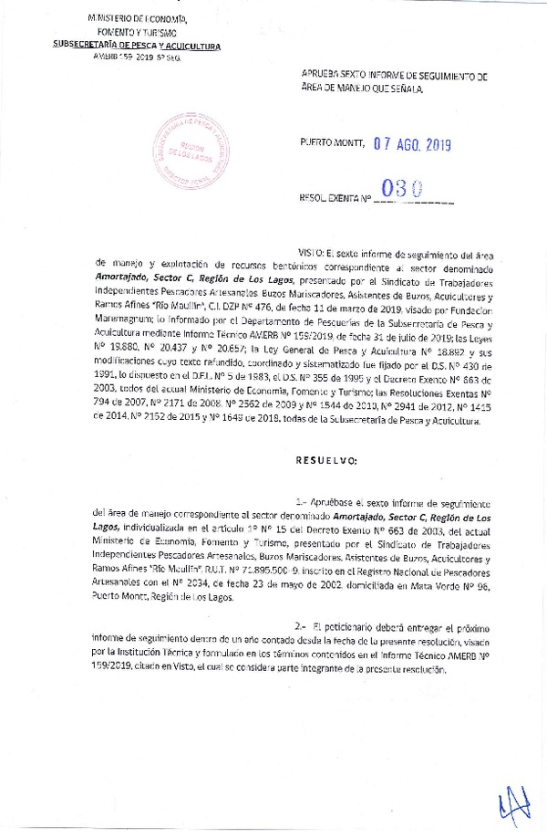 Res. Ex. N° 30-2019 (DZP Región de Los Lagos) 6° Seguimiento.