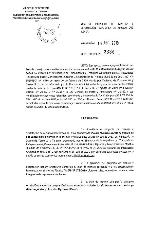 Res. Ex. N° 2836-2019 Plan de Manejo.