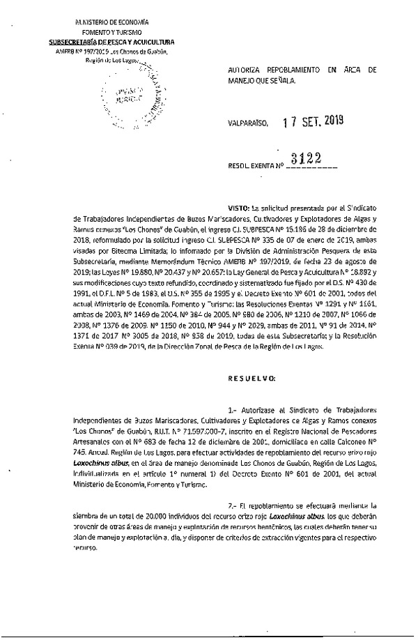 Res. Ex. N° 3122-2019 Repoblamiento erizo rojo.